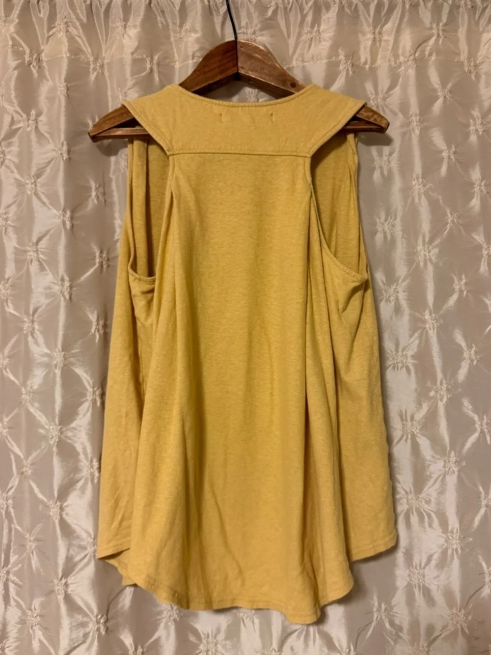 Free People Beach Mustard Yellow Hemp Blend Pleated Back Tank Top